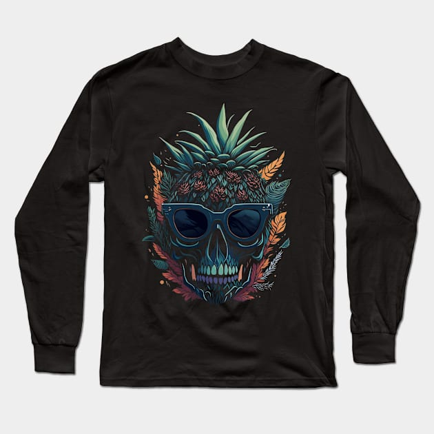 Summer Skull Head Long Sleeve T-Shirt by bobyberto